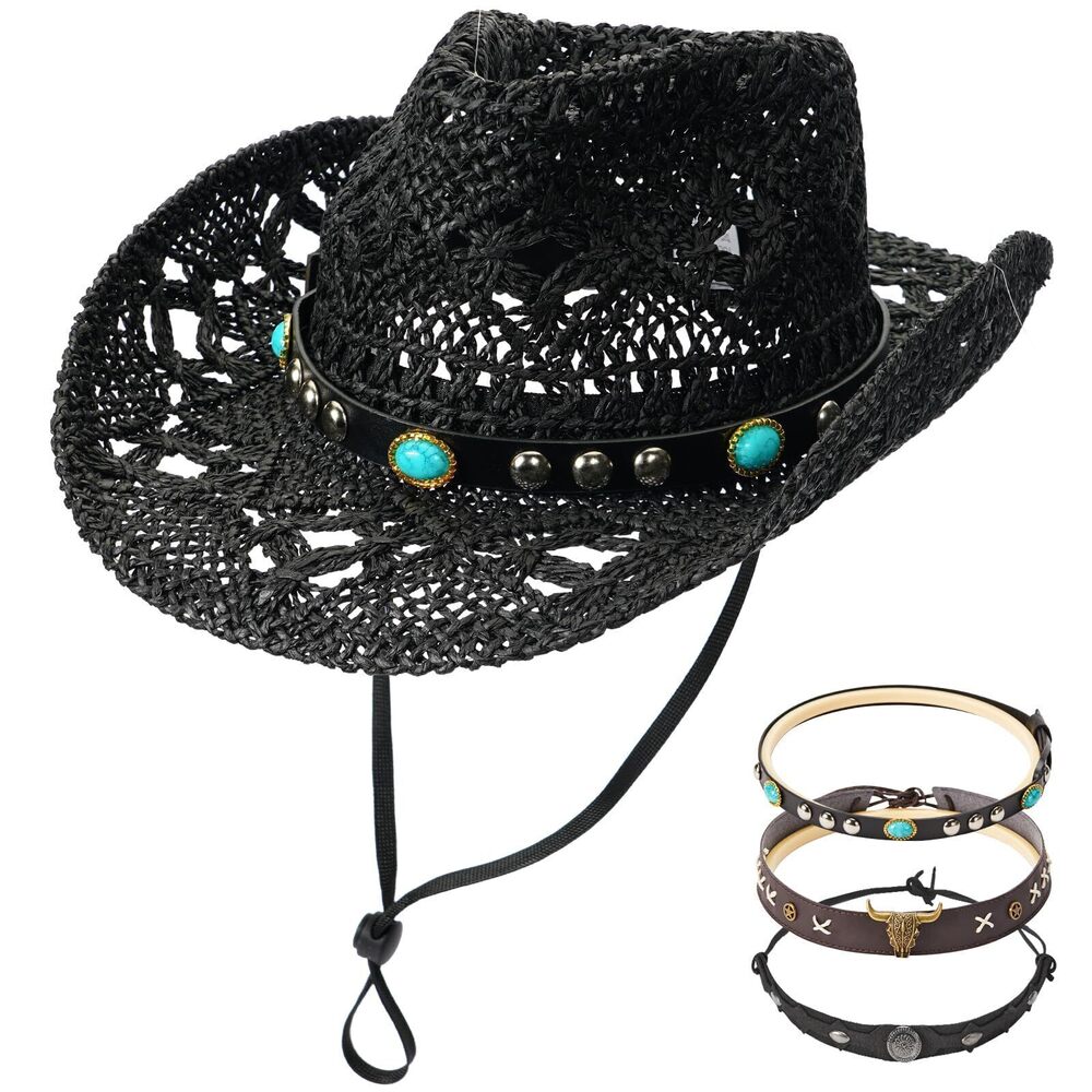 2139 Black Straw Cowboy Hat Cowboy Hats Western Cowgirl Hats